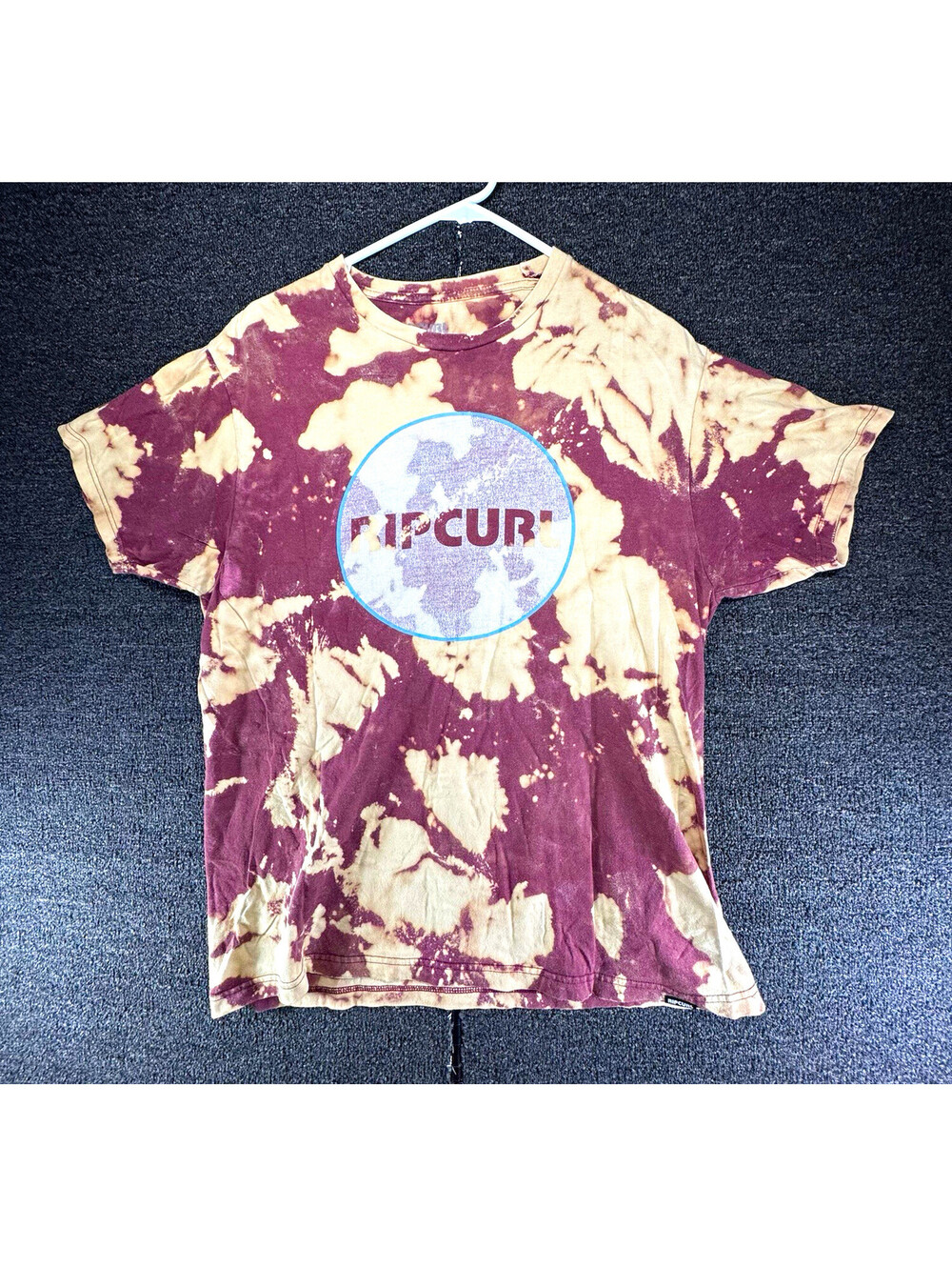 Rip Curl Men’s L Brown/Beige Tie-Dye Crew Neck Short Sleeve Logo T-Shirt
